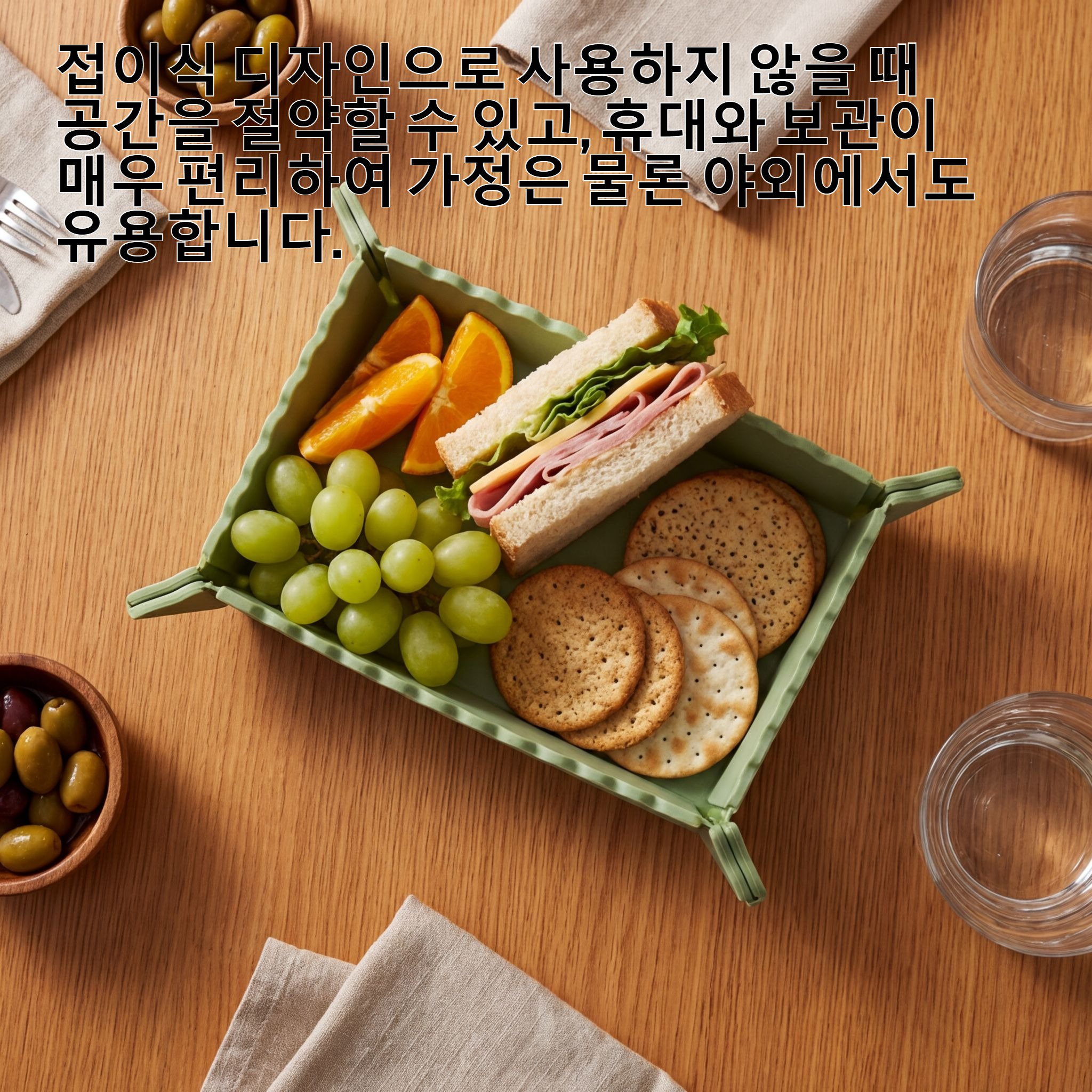 실리콘 접이식 단열 식탁 매트 겸용 창의적인 수납 트레이