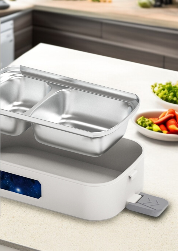 Reusable lunch box with separate food compartments