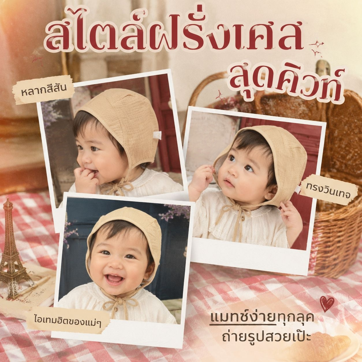 หมวกป้องกันแดดผ้าฝ้ายระบายอากาศสำหรับเด็กชายเด็กหญิงฤดูร้อน