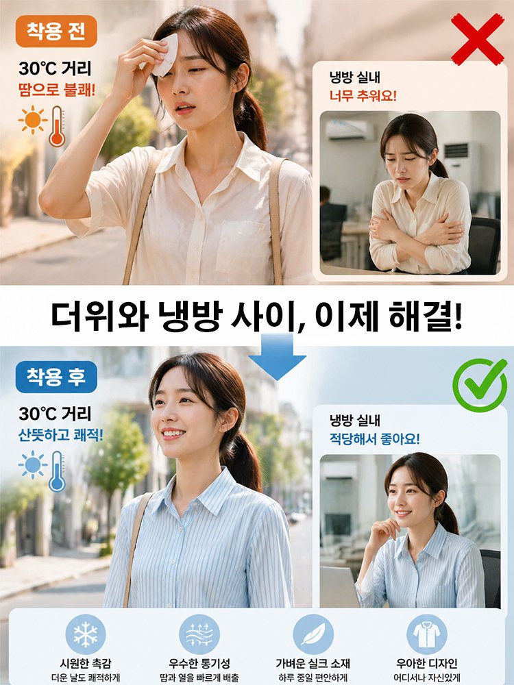 여성용 UV차단 쿨링 스트라이프 셔츠