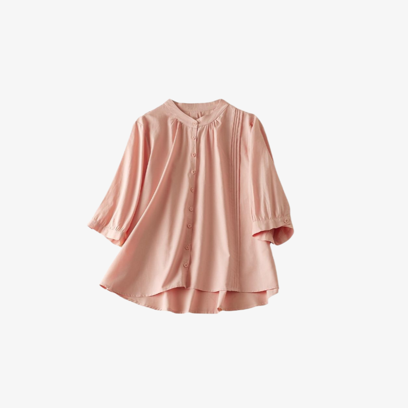 2025 여름 차이나 풍금 주름 면 마 5부 블라우스 여 여름 기질 드러나는 문예 티셔츠 블라우스 여