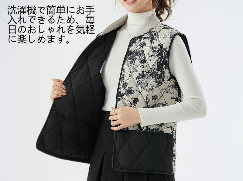 軽量で暖かいレディースベスト着用イメージ