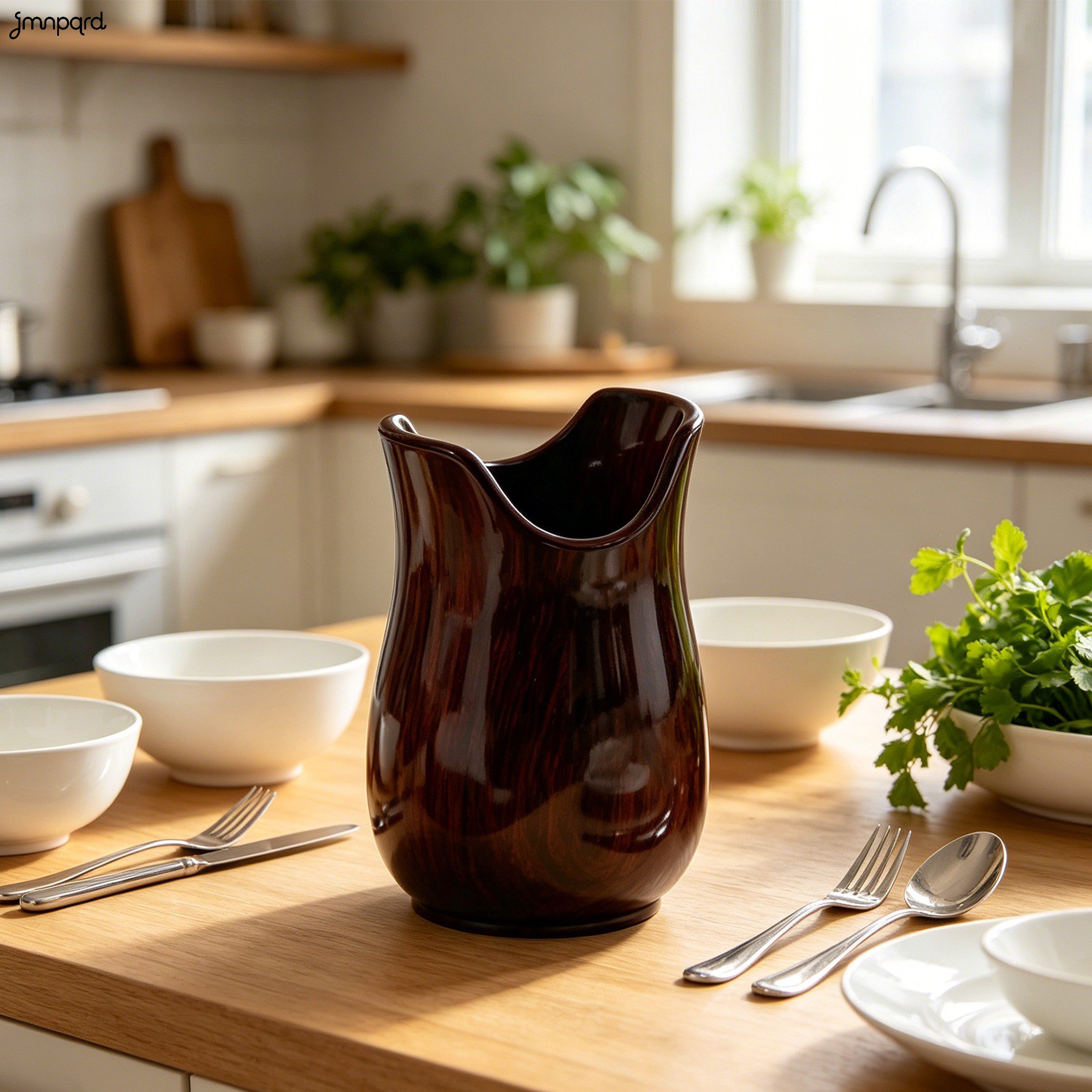 Tazas de madera de color marrón oscuro (6 unidades)