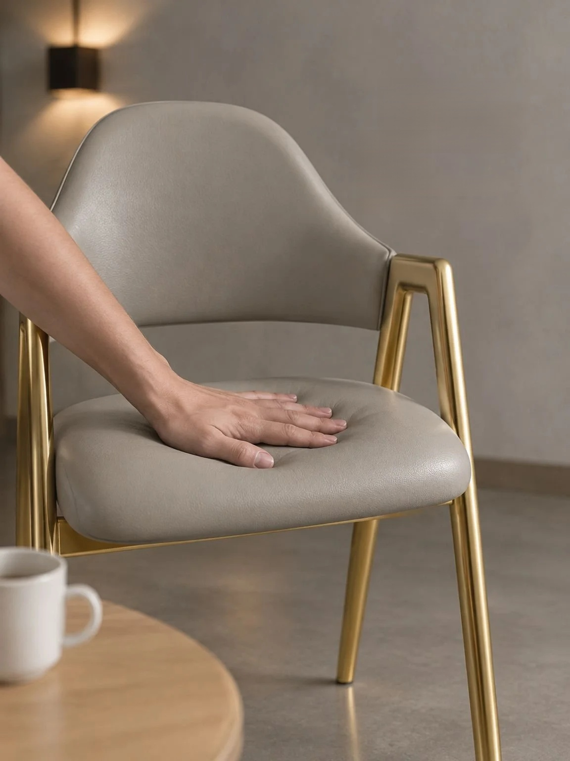Elegant dining chair showcasing its sculpted backrest