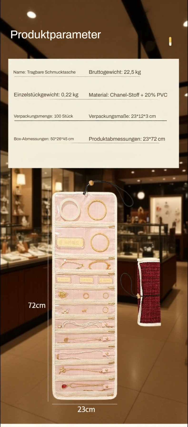 Schmucktasche für Ohrringe, Ringe und Ketten