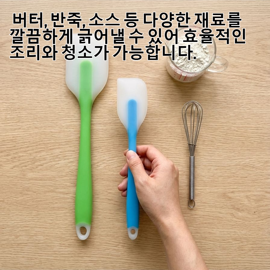 실리콘 스패튤라로 버터를 바르는 모습