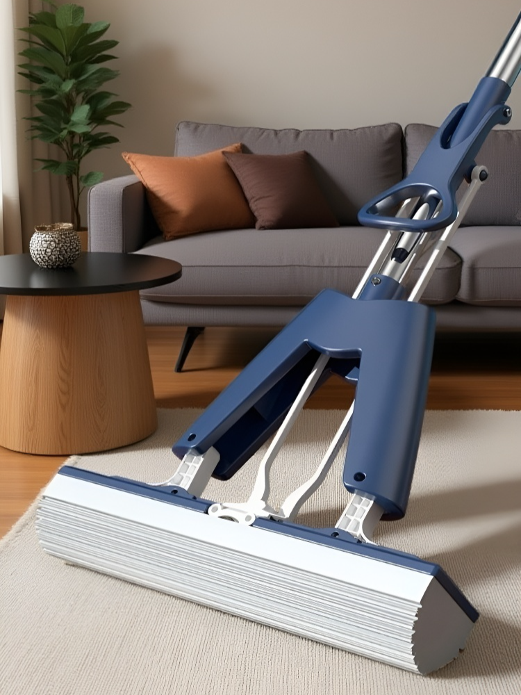 게으름뱅이 손세탁 면밀대 반 접이식 밀대 머리 짜기 스펀지 밀대 흡수 화장실 전용