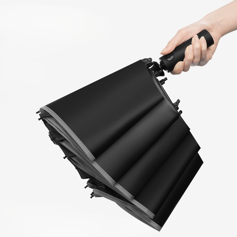 全自動雙龍骨帶反光條黑膠防曬防紫外線晴雨兩用傘