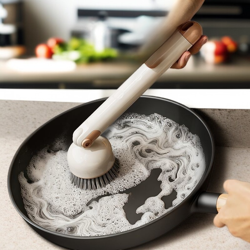 가정용 주방 냄비 세척 브러쉬 스크럽 오일 제거 청소 브러쉬 긴 손잡이 브러쉬