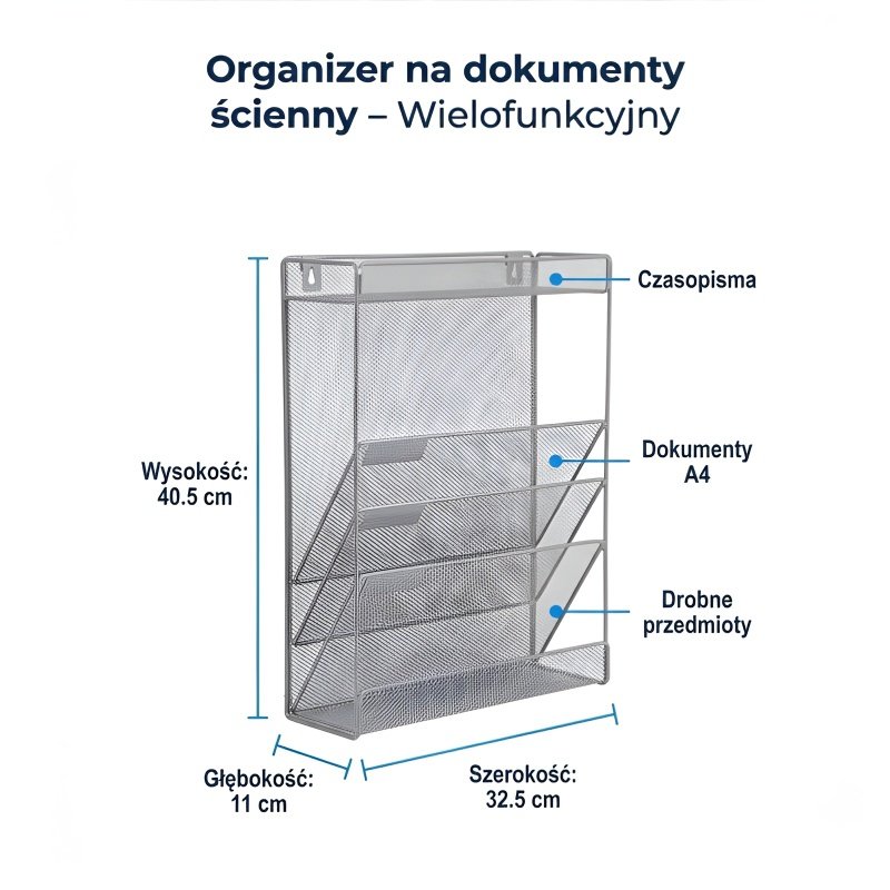Stojak na dokumenty montowany na ścianie