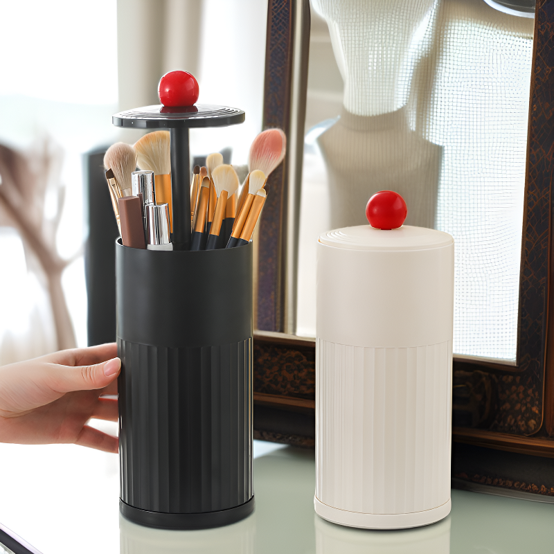 أنبوب تخزين فرش المكياج ذو الرفع التلقائي