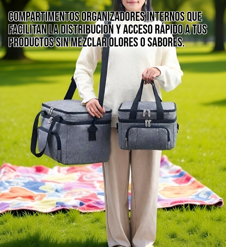 Bolsa de picnic grande con aislamiento de doble capa vista frontal