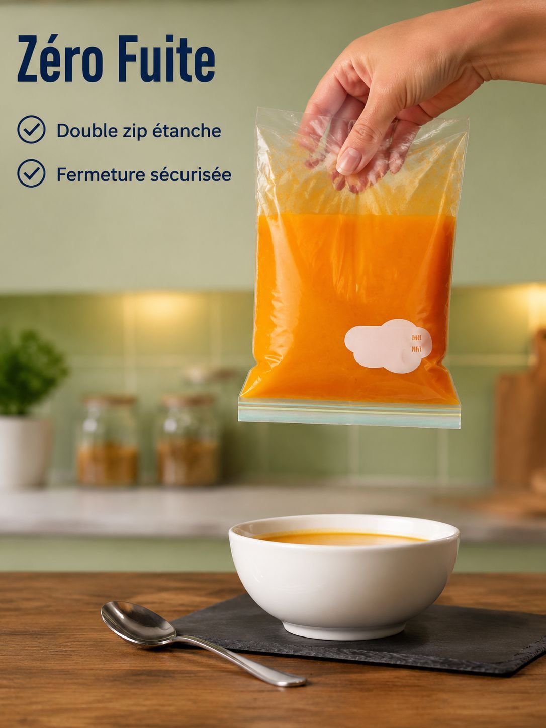 Sacs plastiques alimentaires hermétiques, sacs de conservation pour congélateur, spécial cuisine