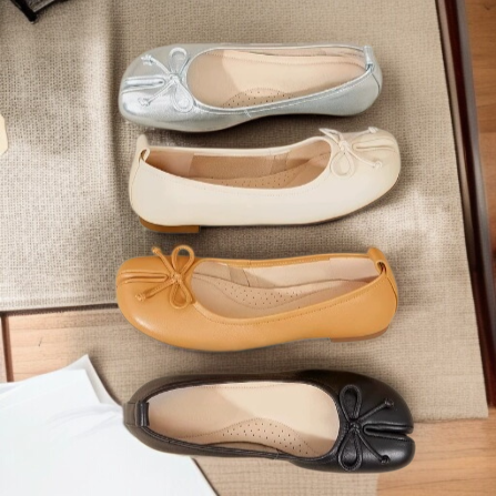 레드 단화 여 플랫 컴포트화 여성 구두 리본 발가락 봄가을 여름 단화