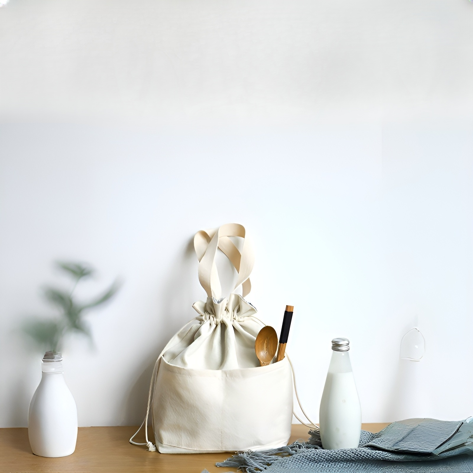 棉道日系加厚帆布便當包