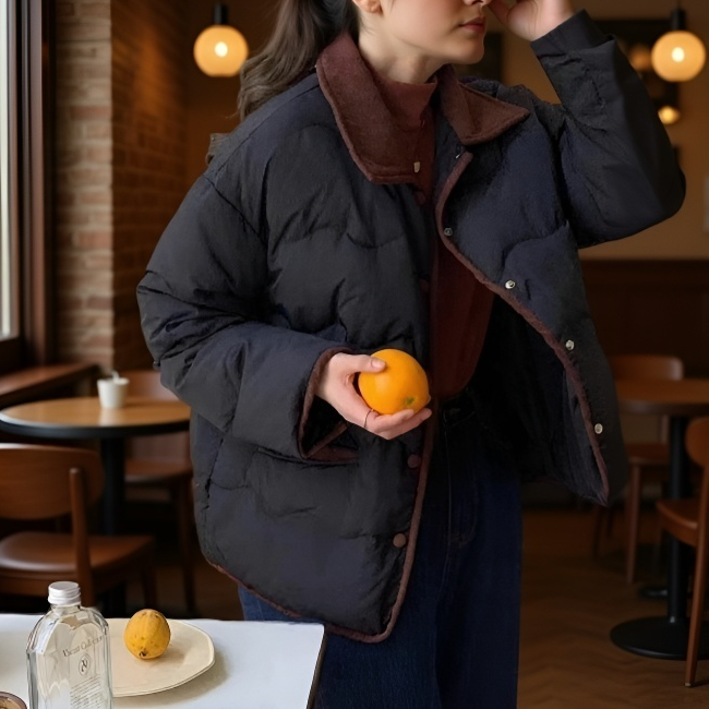 여자 키 작은 얇은 패딩 블루 쇼트 코트 얇은 화이트 오리털 겨울 보온 패딩