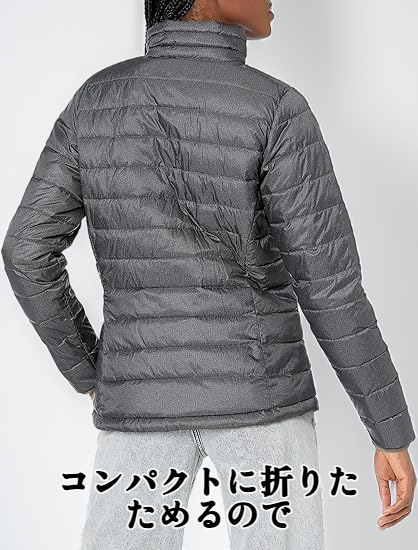 暖かい女性用ダウンジャケット着用イメージ