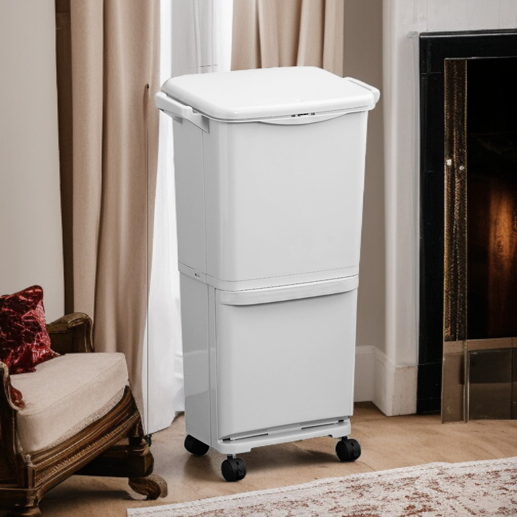 이중 구조의 습식 및 건식 분리형 바퀴 달린 쓰레기통