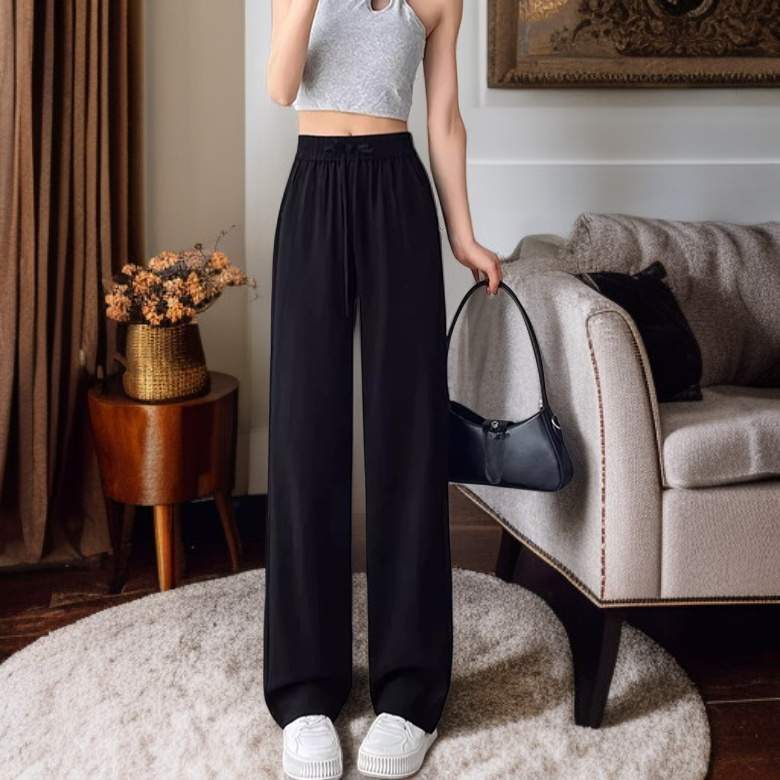 レディース テンセル コットンリネン ルーズストレートレッグパンツ