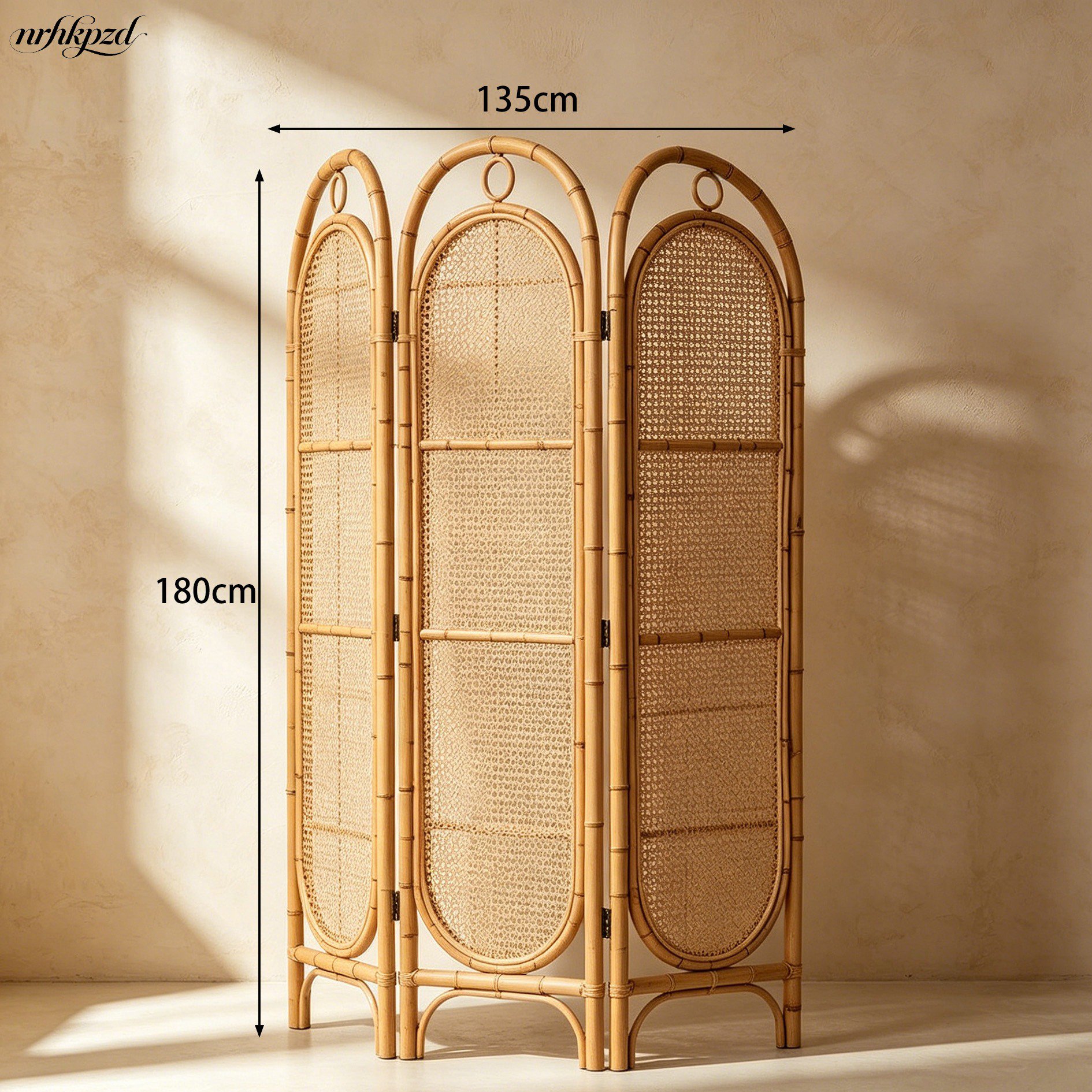 Boho Paravent aus Weidengeflecht für Schlafzimmer