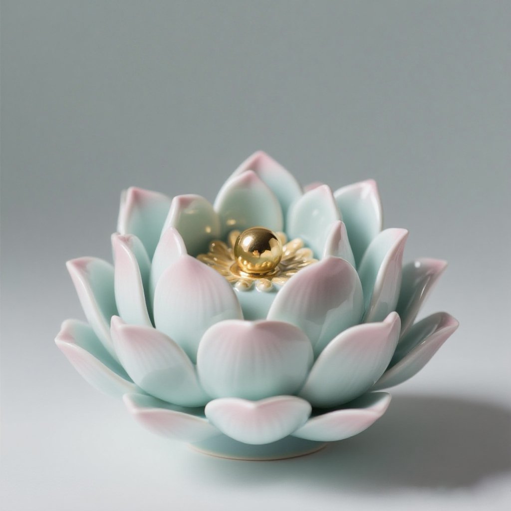 ของตกแต่งบ้านเซรามิคดอกบัวสไตล์จีนทันสมัย