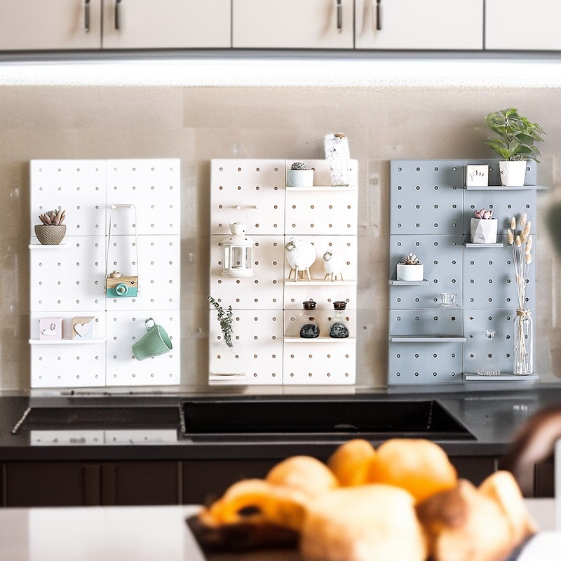  플라스틱 타공판 벽걸이 수납 선반