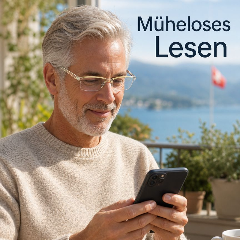 Ruige Smart-Zoom Lesebrille Gelb Klein, Blaulichtschutz, Upgrade mit Federbügeln