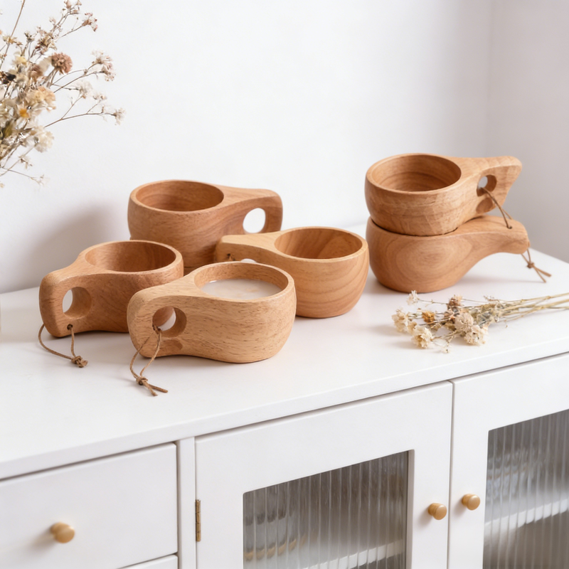 Portable Natural Wooden Water Cup for Coffee and Tea with Custom Logo