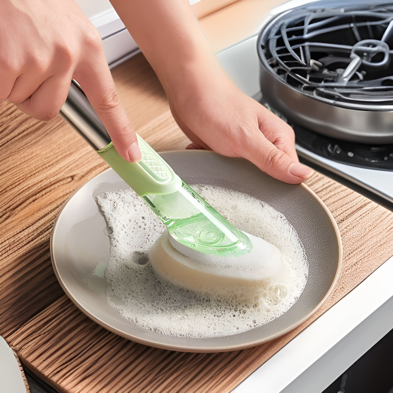 Long Handle Sponge Cleaning Brush Multi-Use Pot and Dish Magic Tool