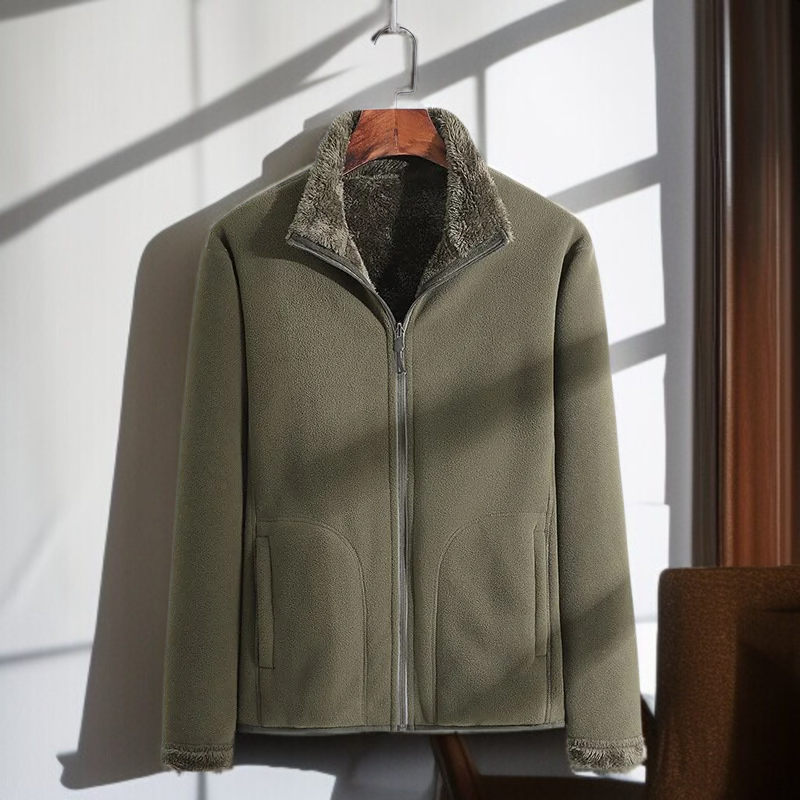 秋冬用の裏起毛厚手ジャンパー・カーディガン・フード付きコート・コーラル両面コート