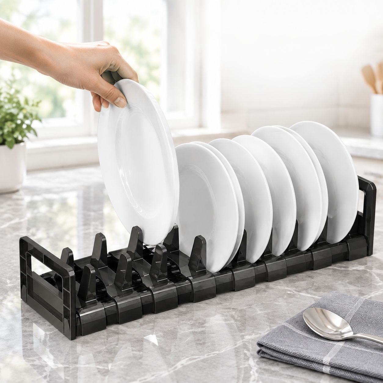 Organizador y Escurridor de Platos y Cubiertos para Gabinete