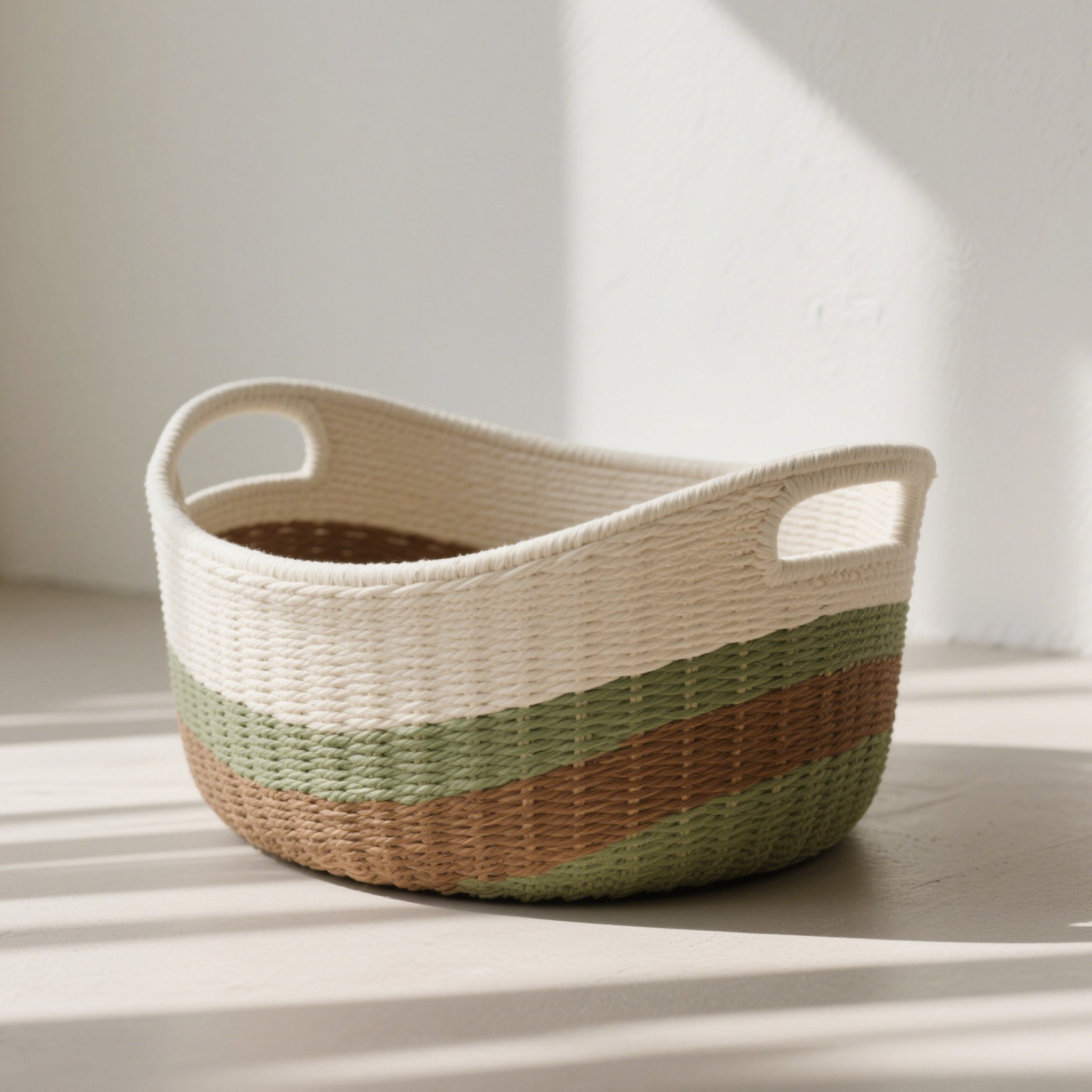 コットンロープ編み収納バスケット（2個セット）