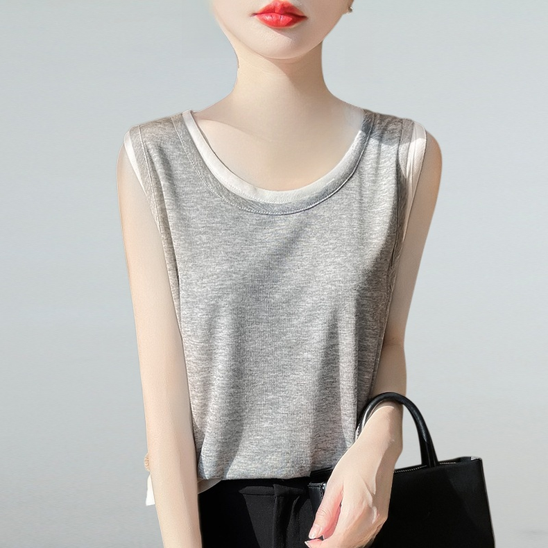 本物の2点セット・ラウンドネックキャミソールタンクトップ