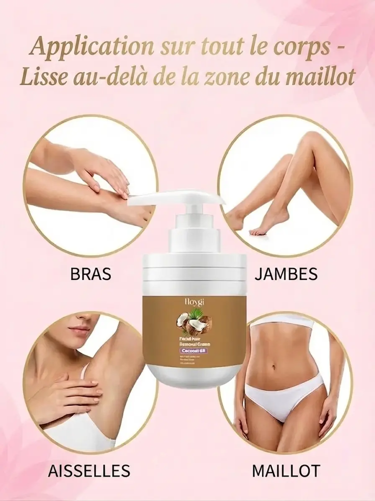Crème Dépilatoire Soin Premium | Action 1 Minute | Peau Sensible | Extrait de Coco ✨
