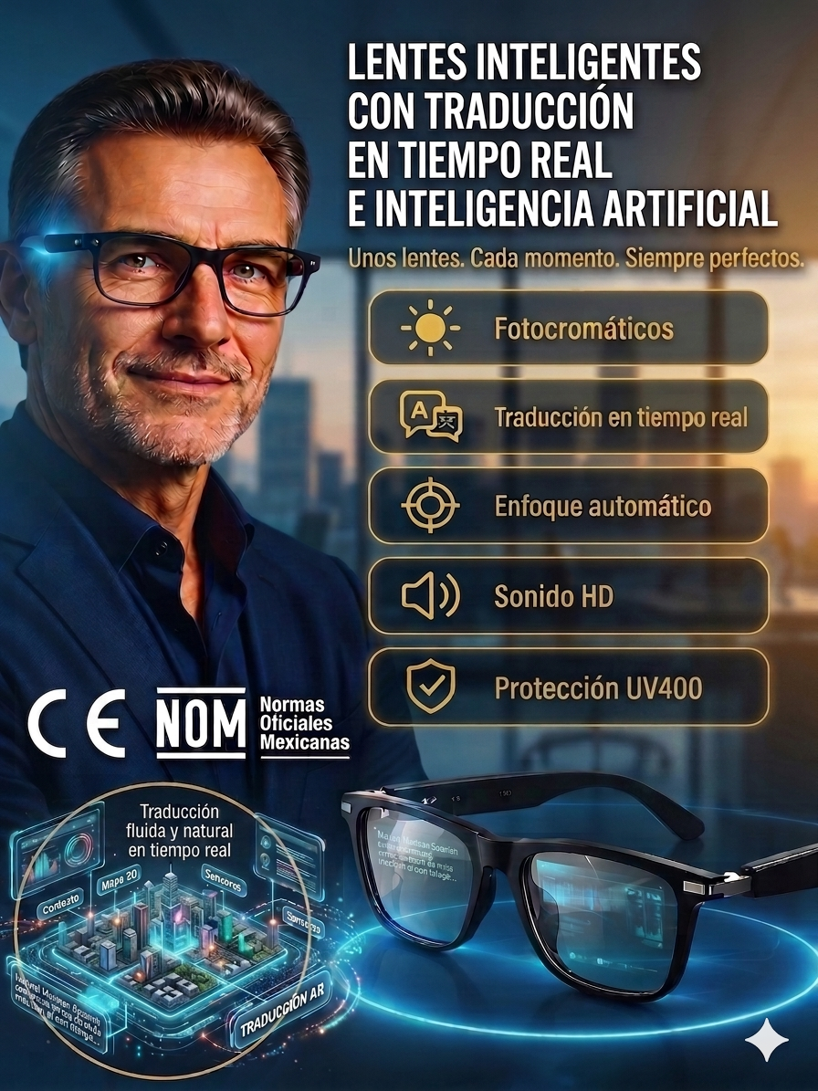 Gafas inteligentes SL con zoom, cambio de color y traducción AI en tiempo real