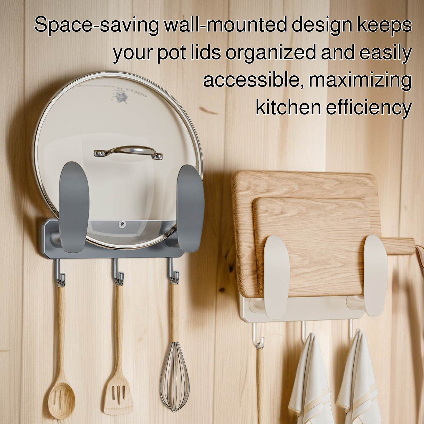 Punch-free wall-mounted suction cup pot lid rack