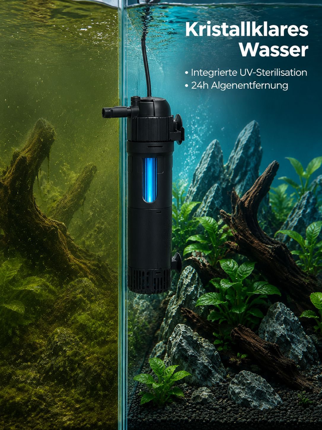 UV-Sterilisations-Aquariumfilterbox mit integriertem Filtervlies Aquariumfilter