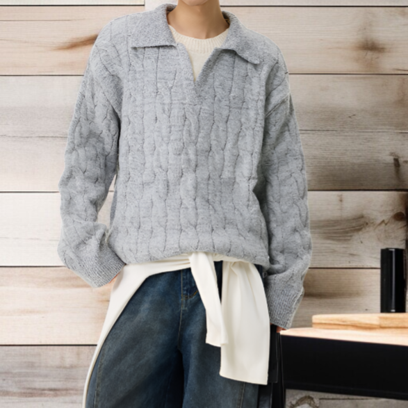 アメリカンスタイルのフェイクツーピース V ネック セーター、オーバーサイズ、厚手のニットウェア、暖かくて着心地が良い、ユニセックス、秋冬用、ゆったりとしたリラックススタイルのウール ベースレイヤー 