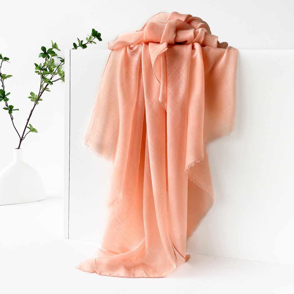 Pañuelo Monocromático de Algodón Bambú con Flecos Cortos