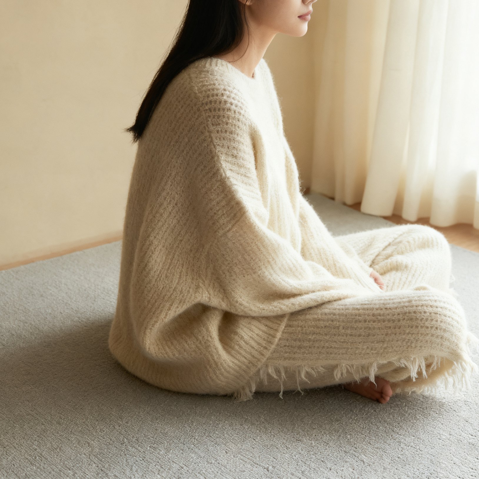 심플한 디자인의 데일리 니트 착용샷