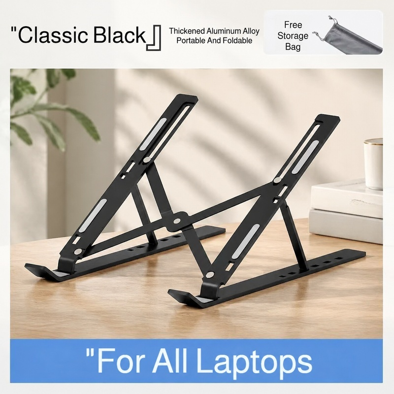 Sleek black monitor stand with cooling vents