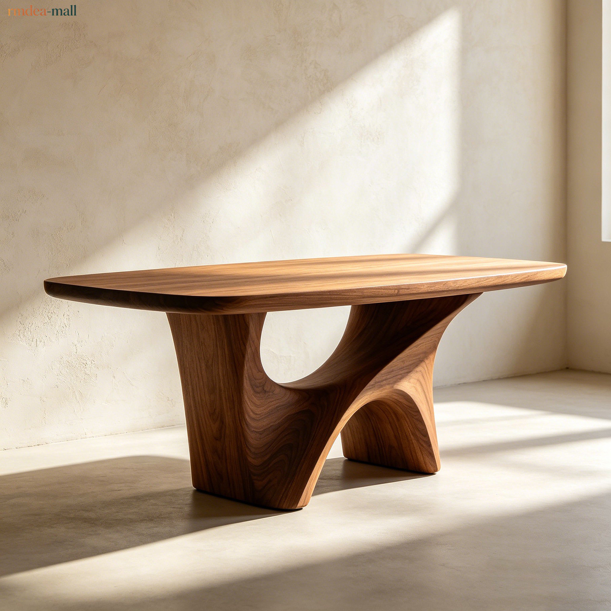 Solid wood dining table in modern home interior