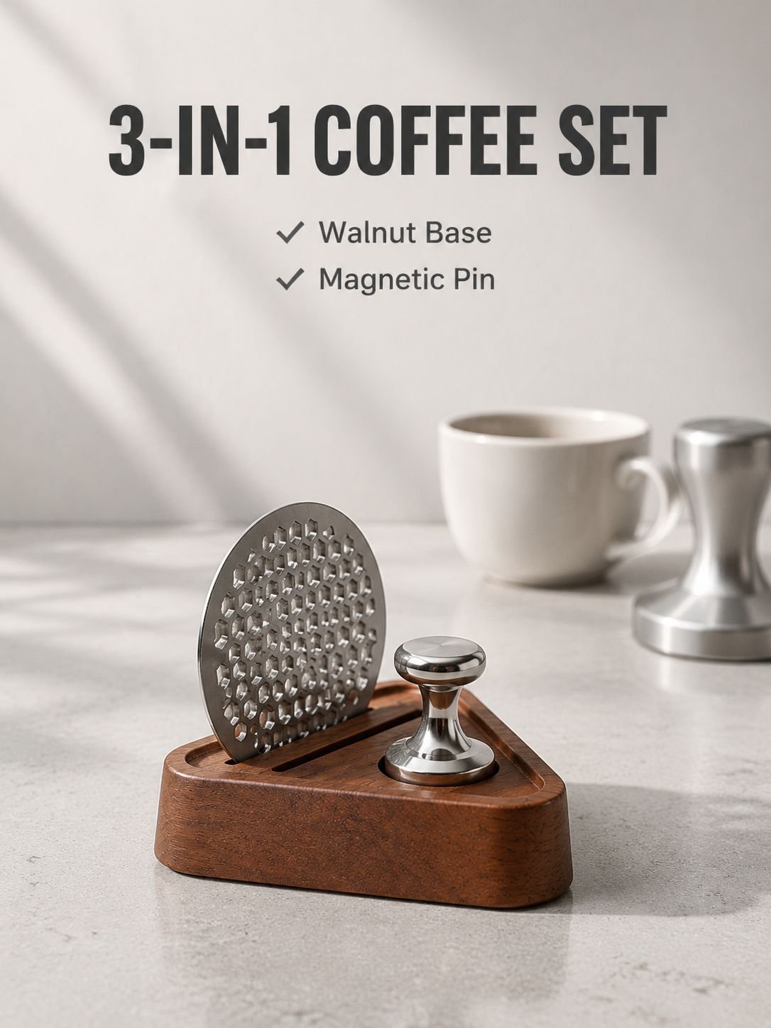 Coffee Distribution Mesh Storage Base, Universal Wooden Filter Holder