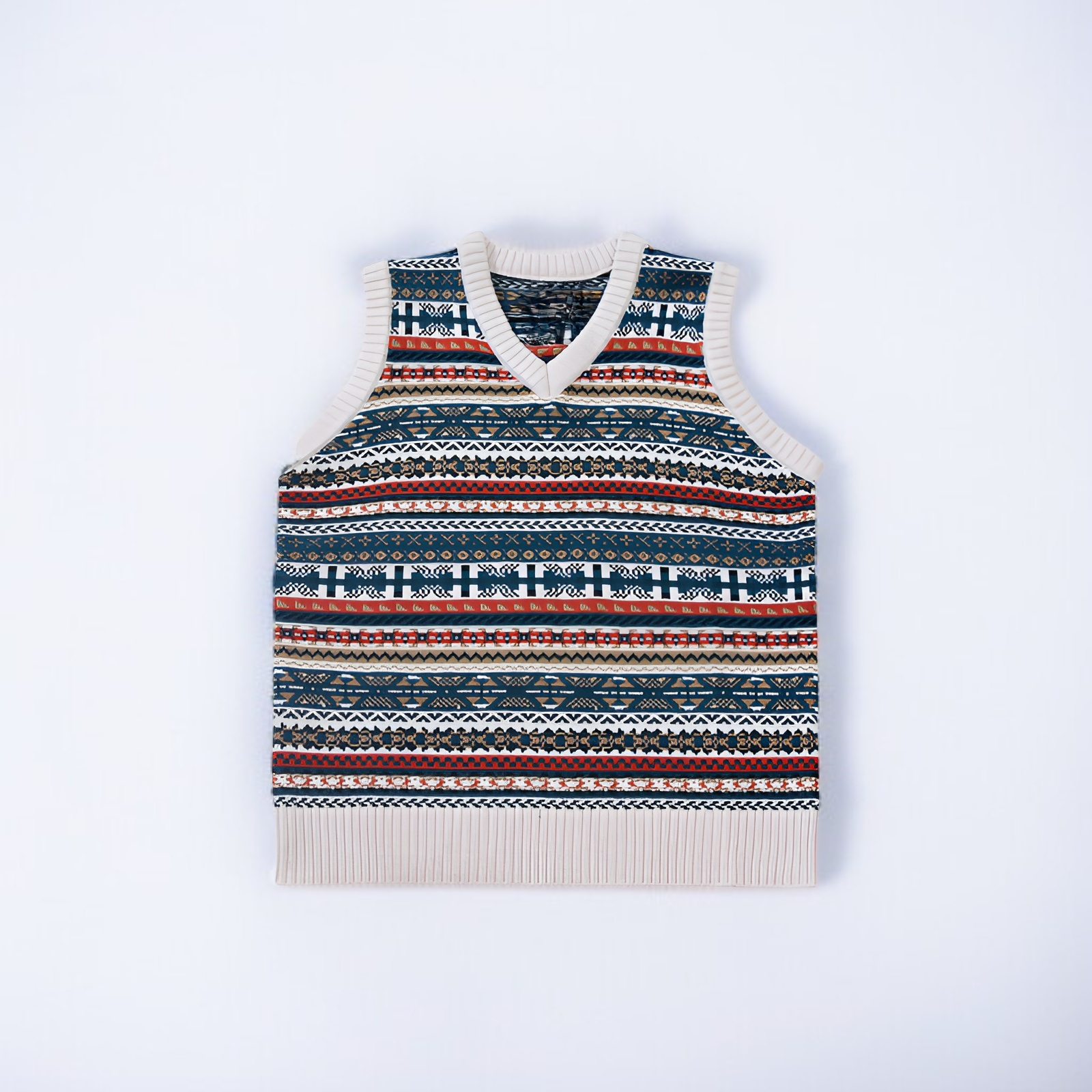 سترة صوفية بياقة على شكل حرف V مصنوعة من مزيج الصوف