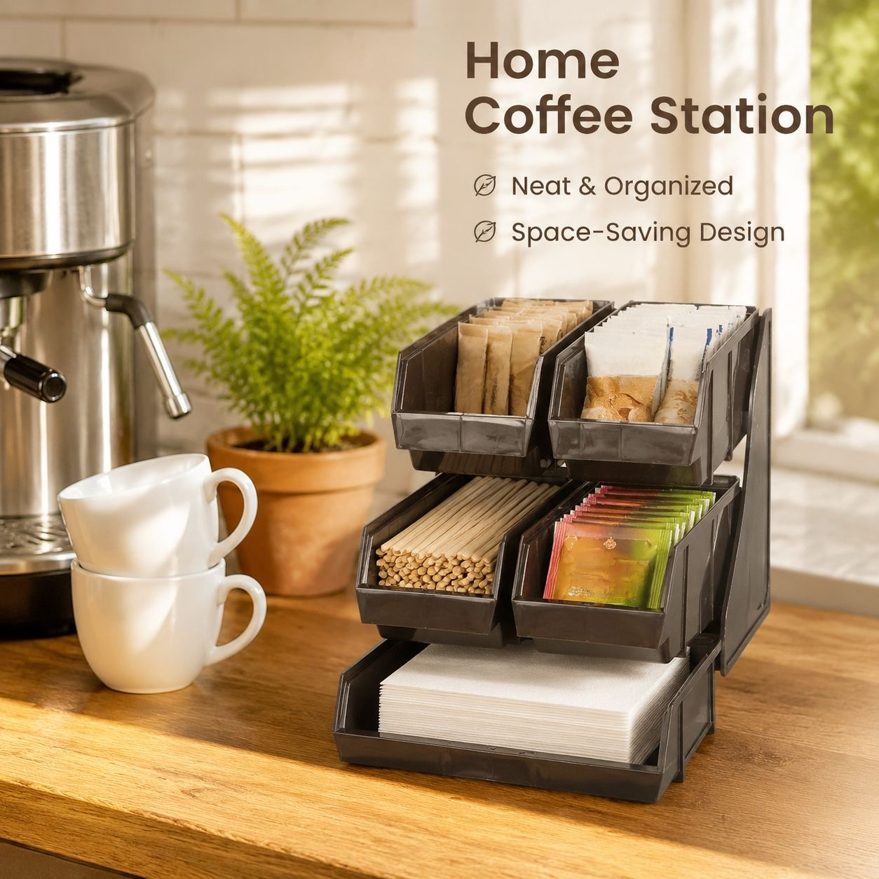 DS-H460 Office Cafe Napkin Straw 3-Tier Dispenser Organizer