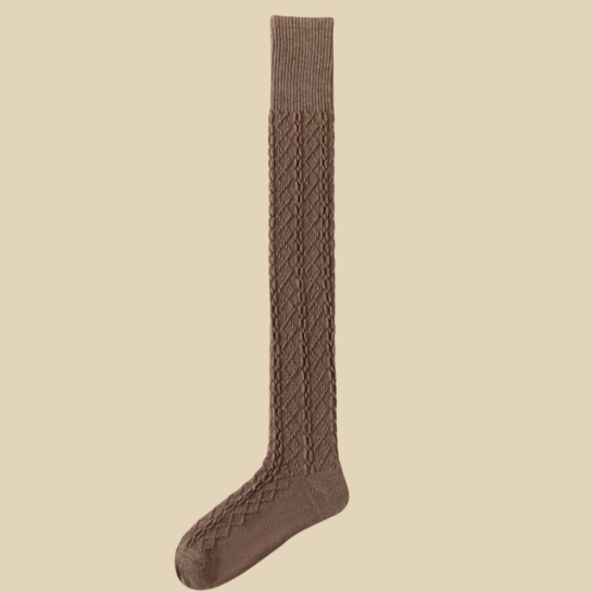 Calcetines largos de punto trenzado para mujer por encima de la rodilla
