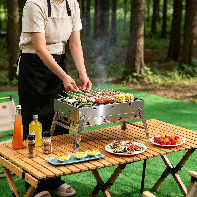 Mini gril portable en acier inoxydable, indispensable pour pique-nique et camping