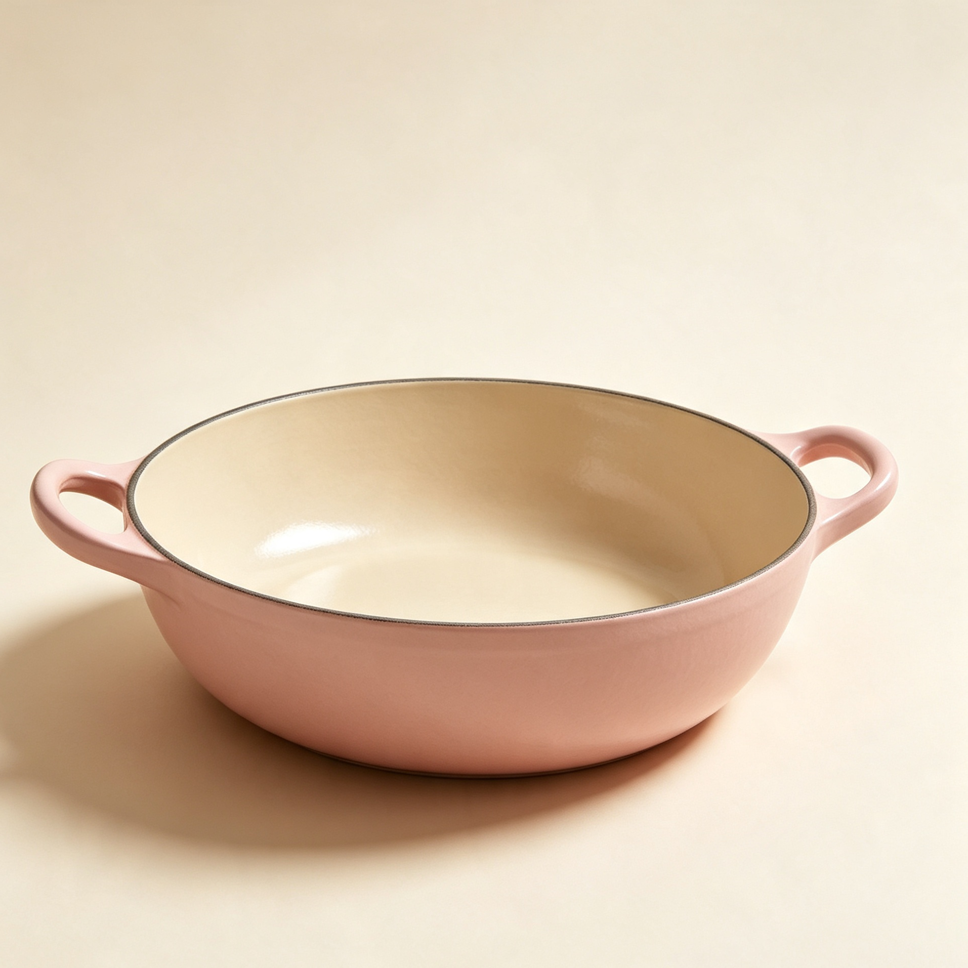 Nonstick enameled saucepan filled with vegetables
