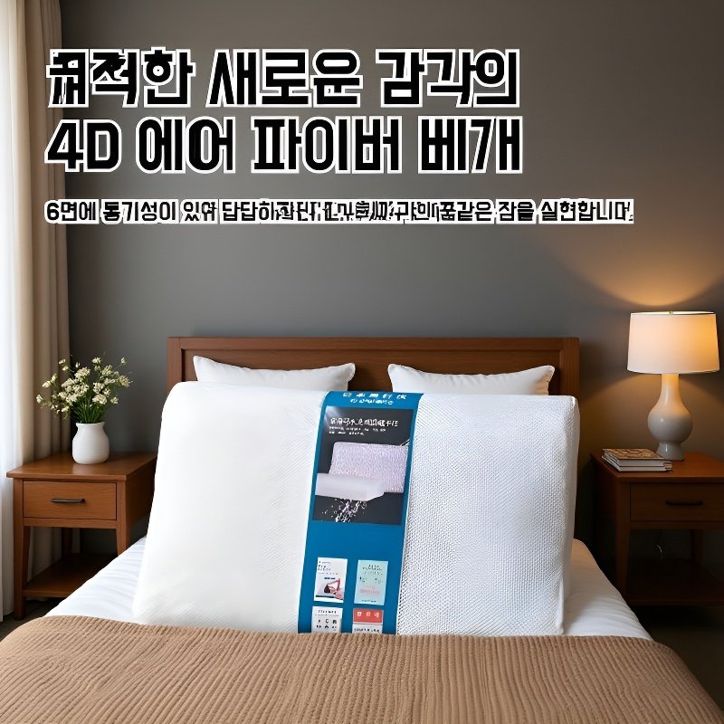 4D 에어 파이버 베개 통기성 경추 보호 편안한 베개 커버 세탁 가능