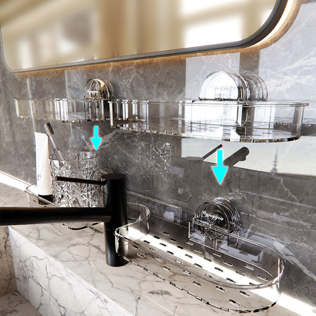 吸盤式洗面所収納ラック 壁掛け・穴あけ不要